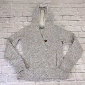 Nike ACG Sherpa Hooded pullover sweatshirt top light Heather gray Button front